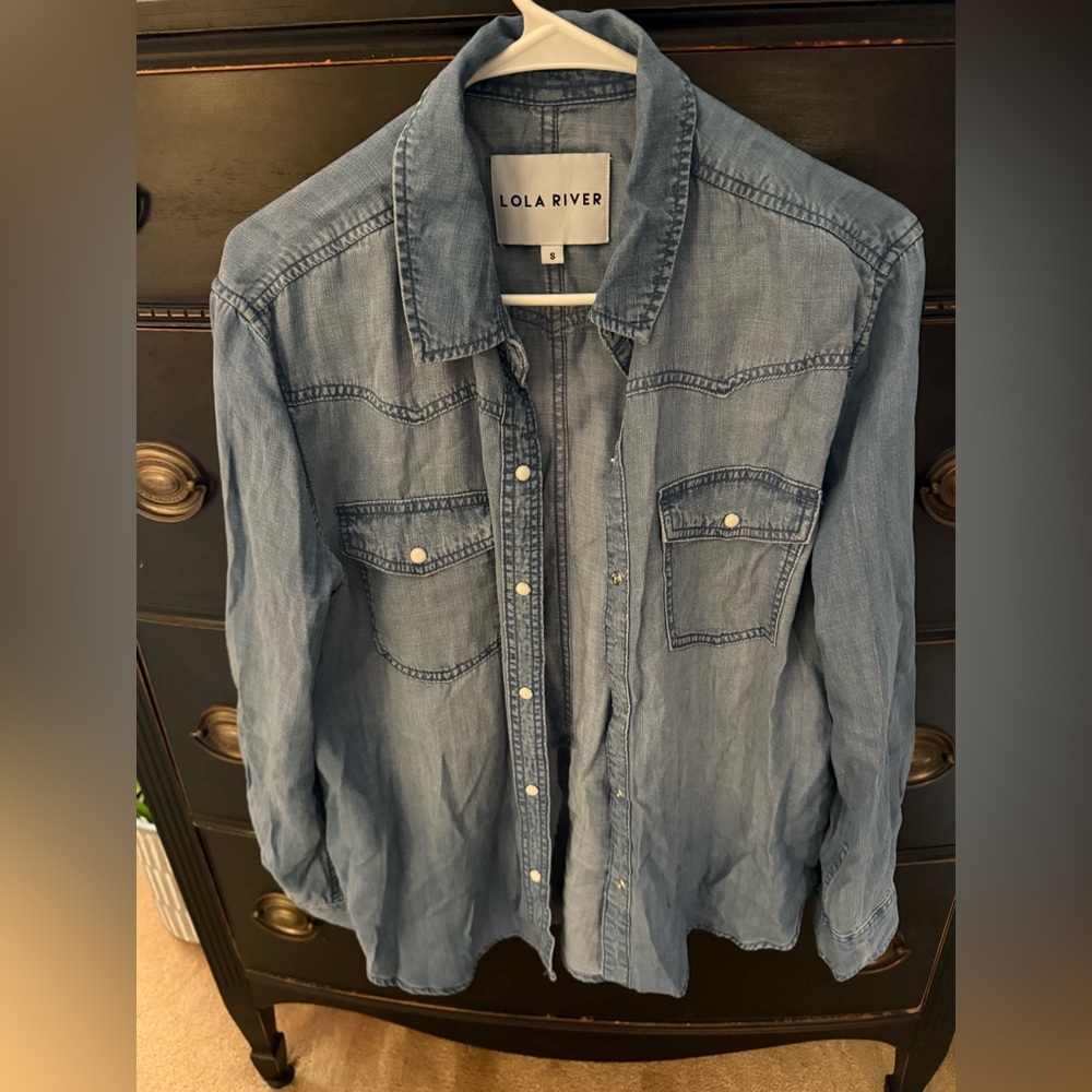 Lola River Women's Blue Button Down Shirt